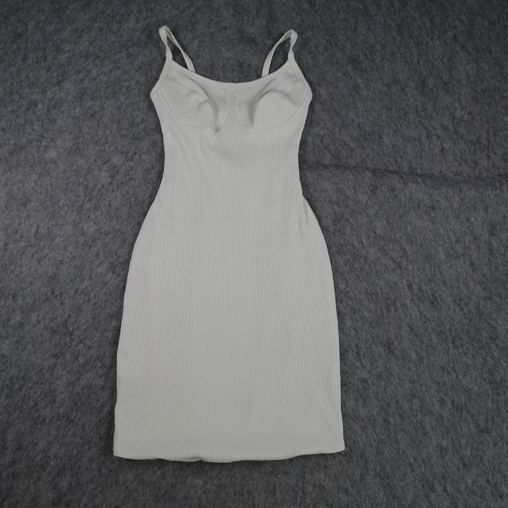 Year Of Ours Dress Women Small White Ribbed Bodycon Mini Spaghetti Strap Stretch